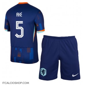 Olanda Nathan Ake #5 Seconda Maglia Bambino Europei 2024 Manica Corta (+ Pantaloni corti)